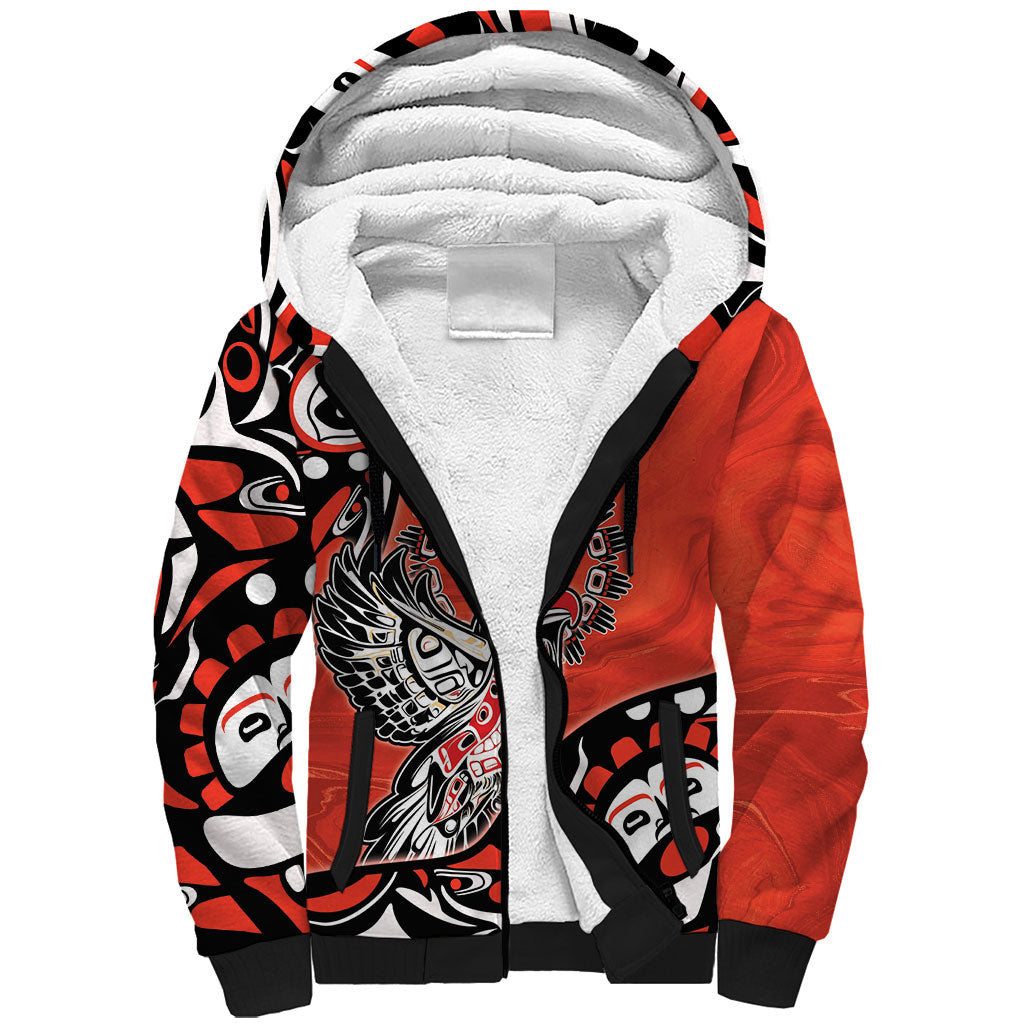 Canada National Indigenous Peoples Day Sherpa Hoodie Haida Art Eagle