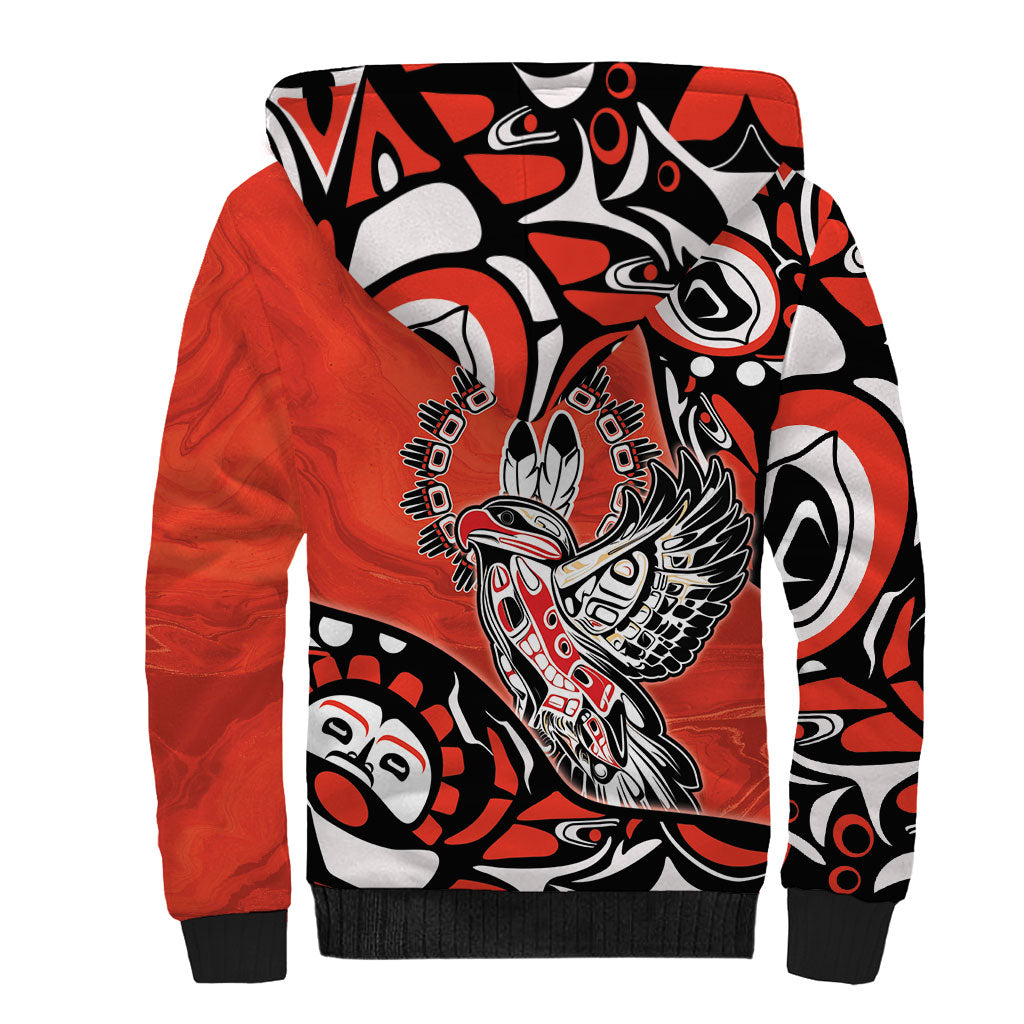 Canada National Indigenous Peoples Day Sherpa Hoodie Haida Art Eagle