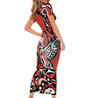 Canada National Indigenous Peoples Day Short Sleeve Bodycon Dress Haida Art Eagle