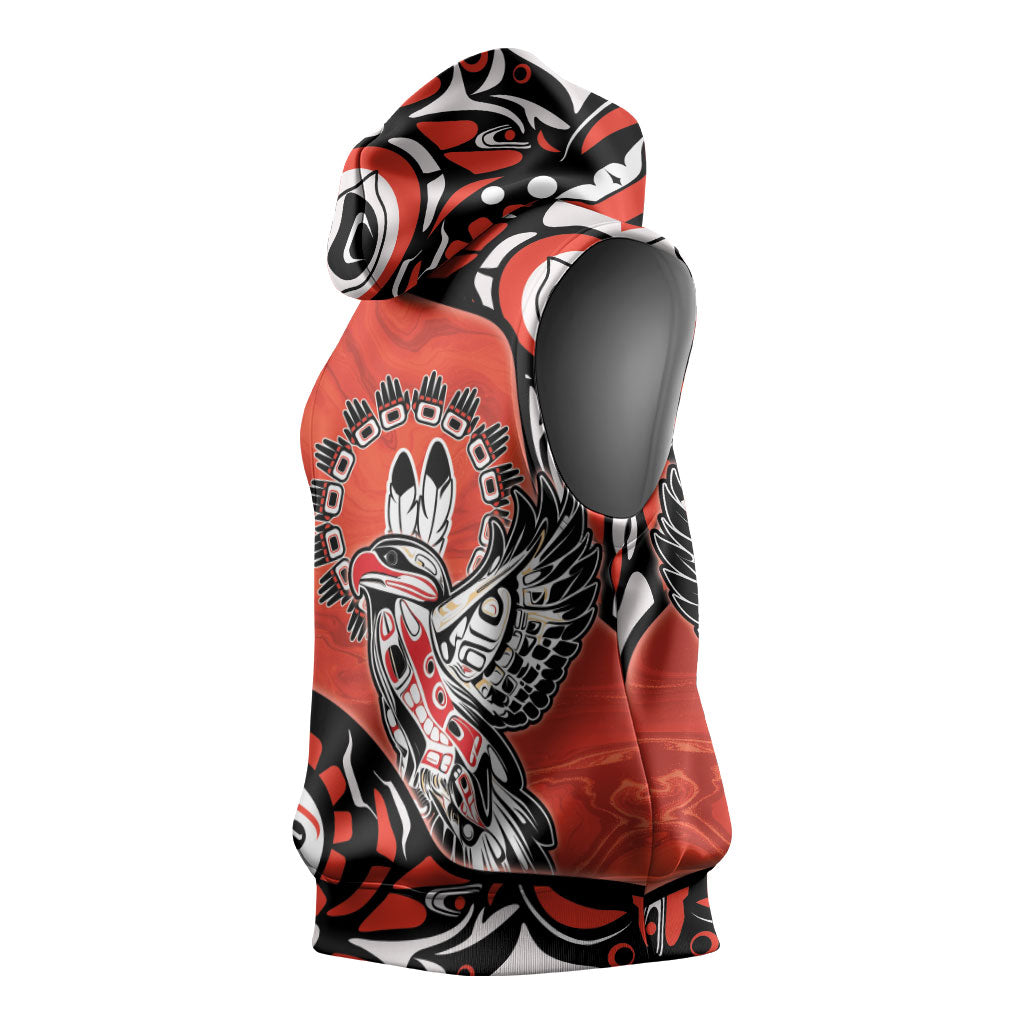 Canada National Indigenous Peoples Day Sleeveless Hoodie Haida Art Eagle