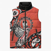 Canada National Indigenous Peoples Day Sleeveless Puffer Jacket Haida Art Eagle