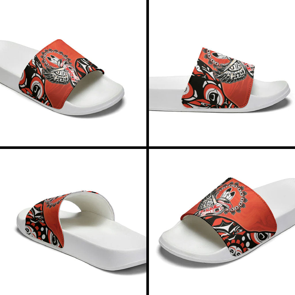 Canada National Indigenous Peoples Day Slide Sandals Haida Art Eagle