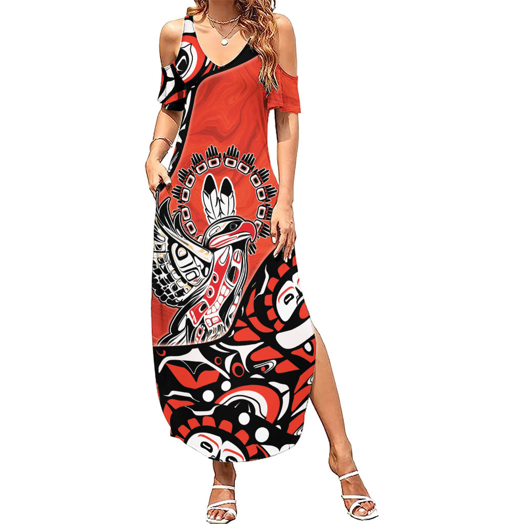 Canada National Indigenous Peoples Day Summer Maxi Dress Haida Art Eagle