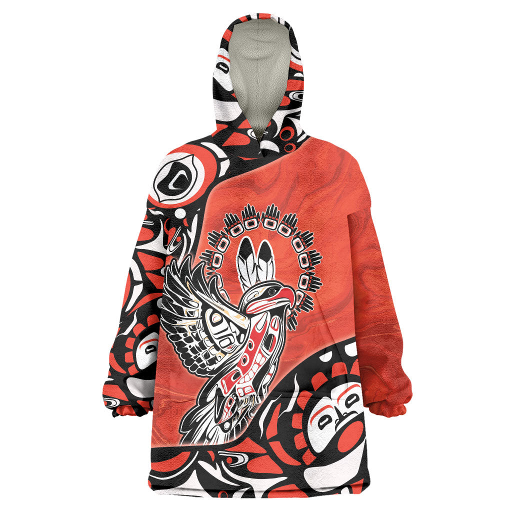 Canada National Indigenous Peoples Day Wearable Blanket Hoodie Haida Art Eagle