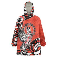 Canada National Indigenous Peoples Day Wearable Blanket Hoodie Haida Art Eagle