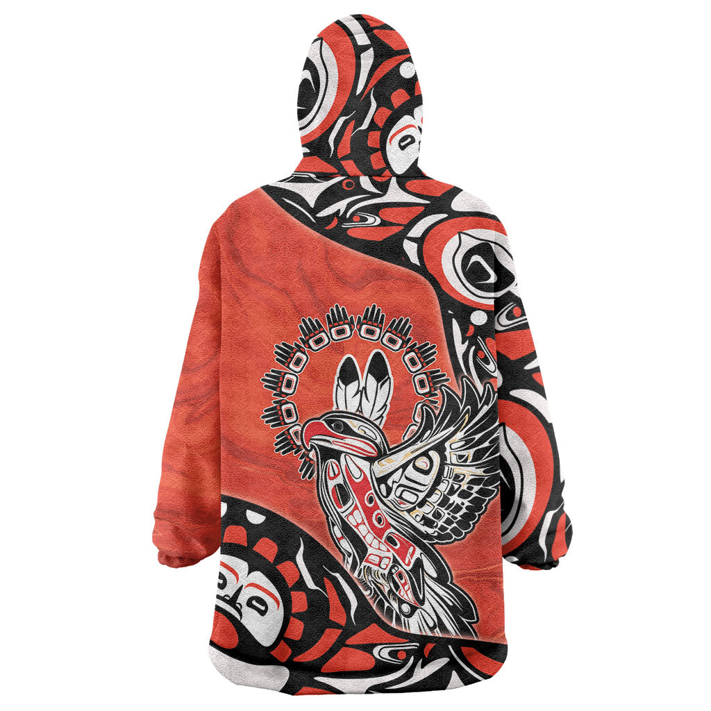 Canada National Indigenous Peoples Day Wearable Blanket Hoodie Haida Art Eagle