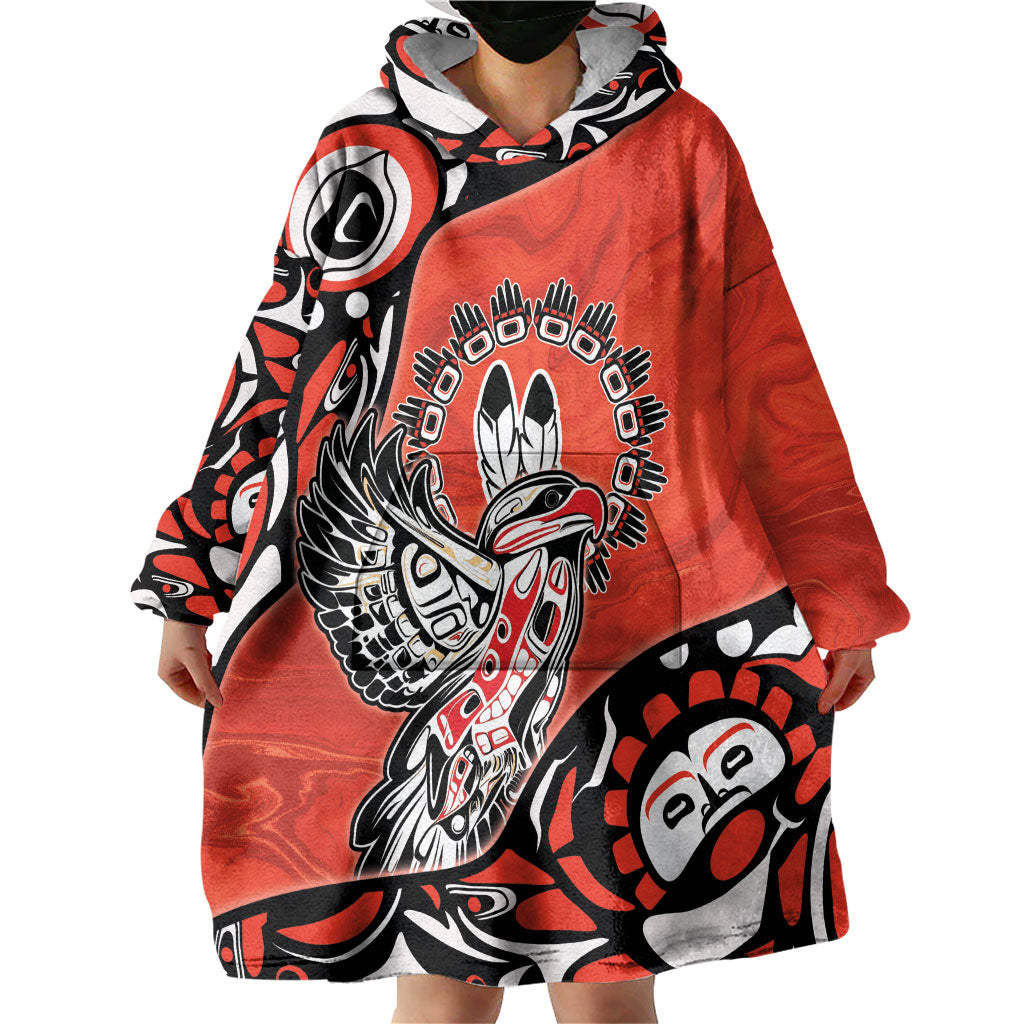 Canada National Indigenous Peoples Day Wearable Blanket Hoodie Haida Art Eagle