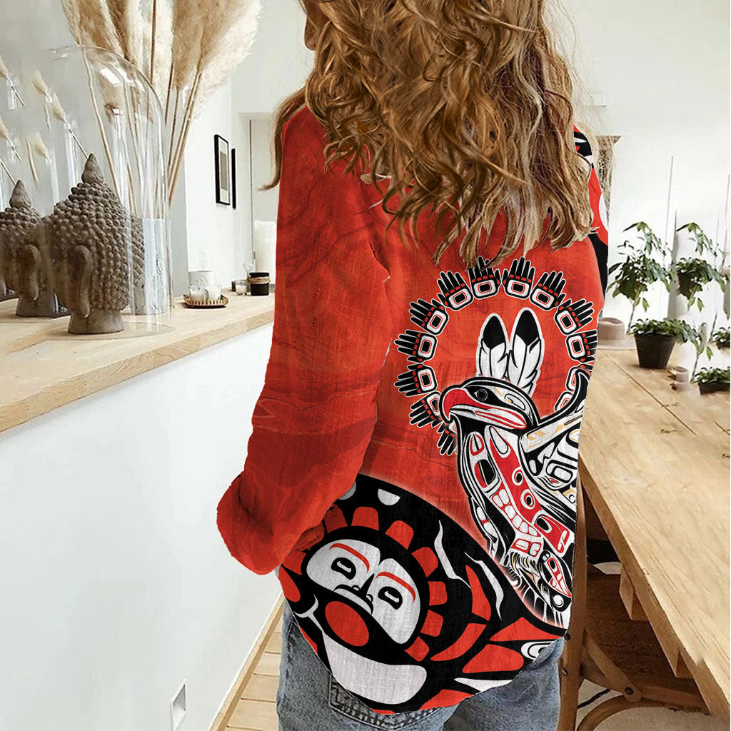 Canada National Indigenous Peoples Day Women Casual Shirt Haida Art Eagle