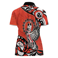 Canada National Indigenous Peoples Day Women Polo Shirt Haida Art Eagle