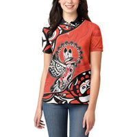 Canada National Indigenous Peoples Day Women Polo Shirt Haida Art Eagle