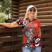 Canada National Indigenous Peoples Day Women Polo Shirt Haida Art Eagle