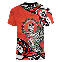 Canada National Indigenous Peoples Day Women V-Neck T-Shirt Haida Art Eagle