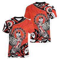 Canada National Indigenous Peoples Day Women V-Neck T-Shirt Haida Art Eagle