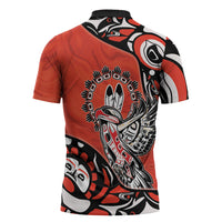 Canada National Indigenous Peoples Day Zipper Polo Shirt Haida Art Eagle