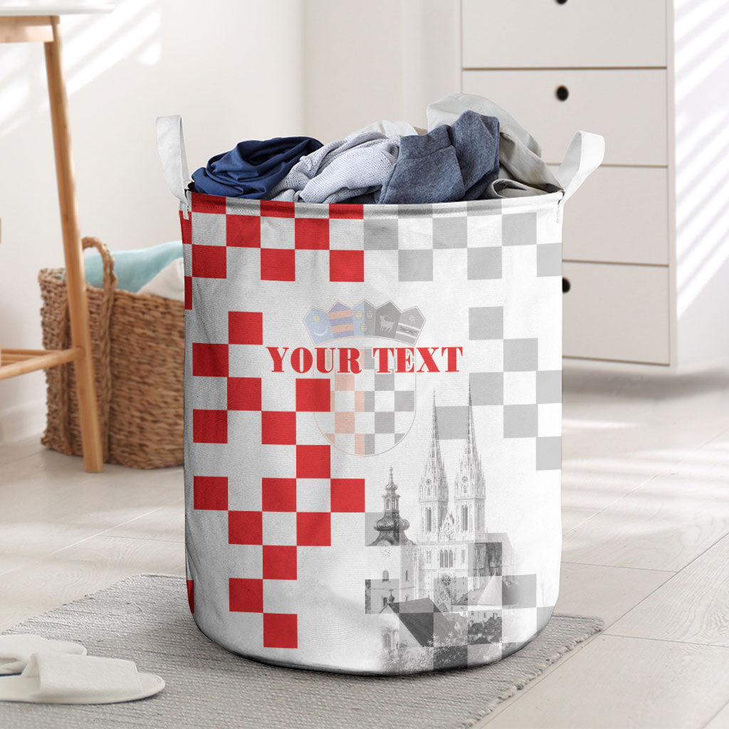 Personalized Croatia Hrvatska Laundry Basket National Day 2026 White Version