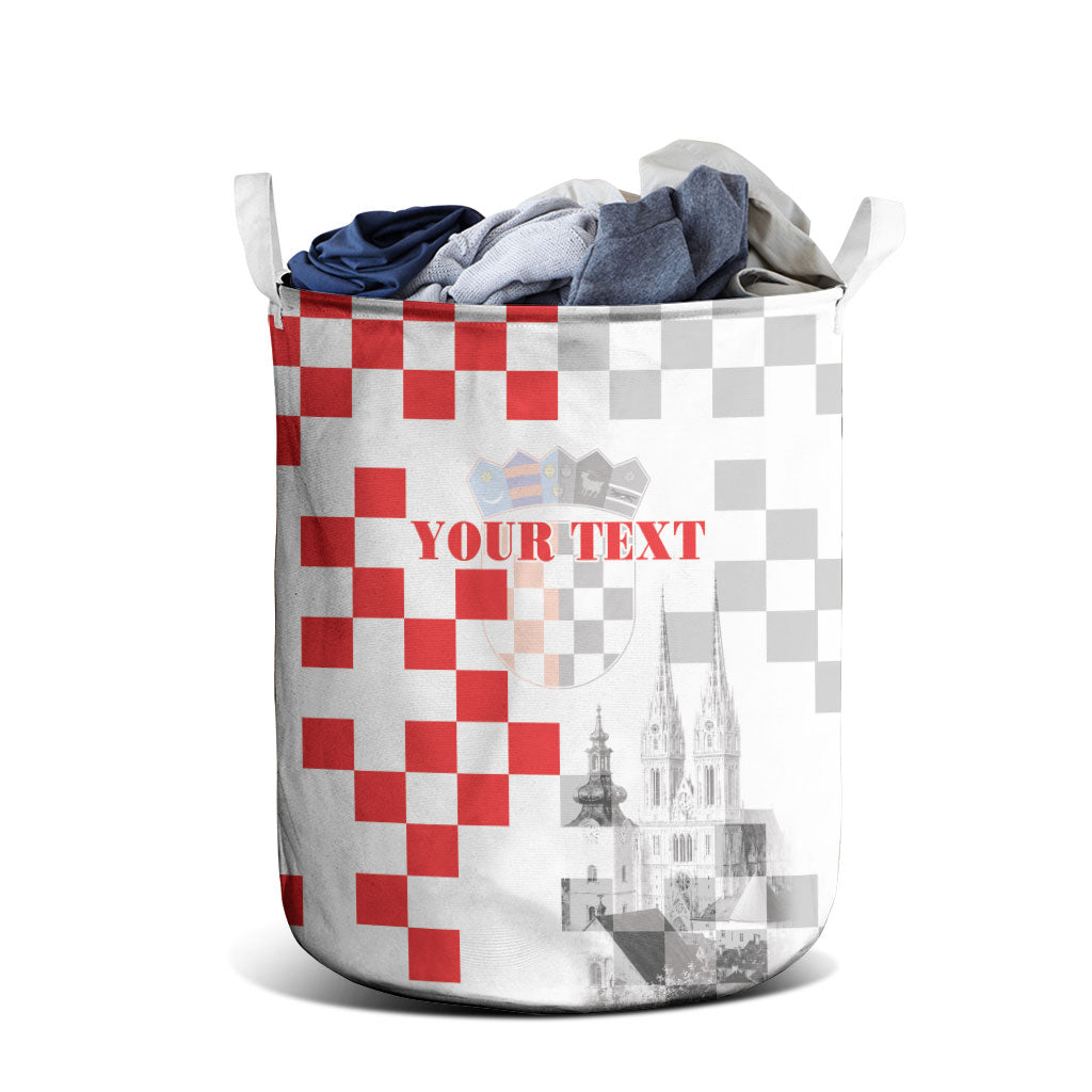 Personalized Croatia Hrvatska Laundry Basket National Day 2026 White Version