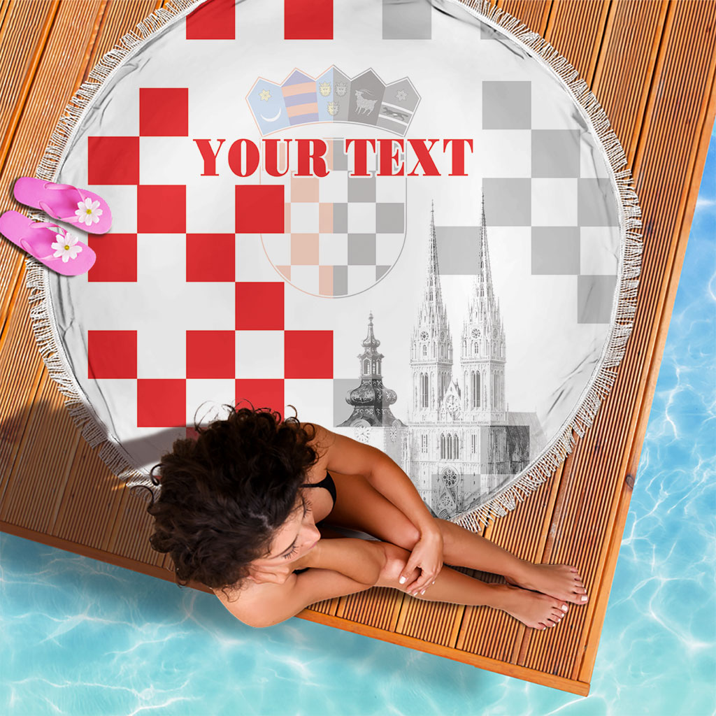 Personalized Croatia Hrvatska Beach Blanket National Day 2026 White Version