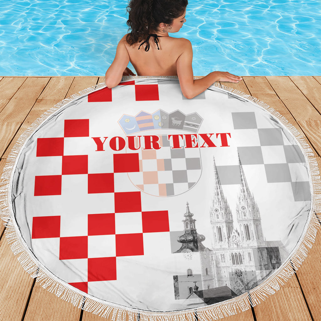 Personalized Croatia Hrvatska Beach Blanket National Day 2026 White Version