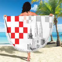 Personalized Croatia Hrvatska Beach Blanket National Day 2026 White Version