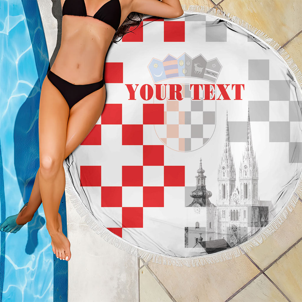 Personalized Croatia Hrvatska Beach Blanket National Day 2026 White Version