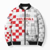 Personalized Croatia Hrvatska Bomber Puffer Jacket National Day 2026 White Version