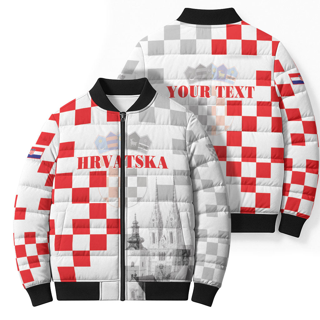 Personalized Croatia Hrvatska Bomber Puffer Jacket National Day 2026 White Version