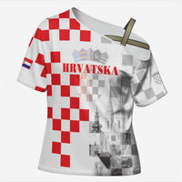 Personalized Croatia Hrvatska Cross Shoulder Shirt National Day 2026 White Version