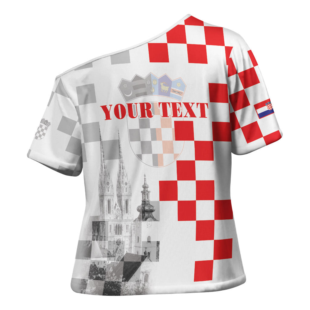 Personalized Croatia Hrvatska Cross Shoulder Shirt National Day 2026 White Version