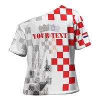 Personalized Croatia Hrvatska Cross Shoulder Shirt National Day 2026 White Version