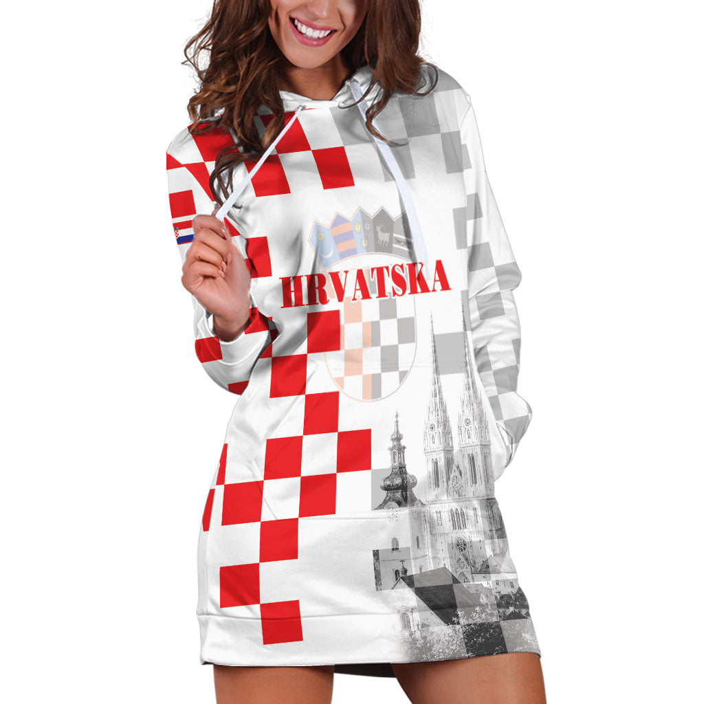 Personalized Croatia Hrvatska Hoodie Dress National Day 2026 White Version
