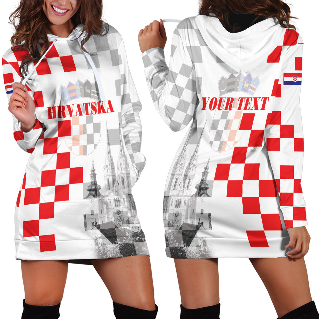 Personalized Croatia Hrvatska Hoodie Dress National Day 2026 White Version