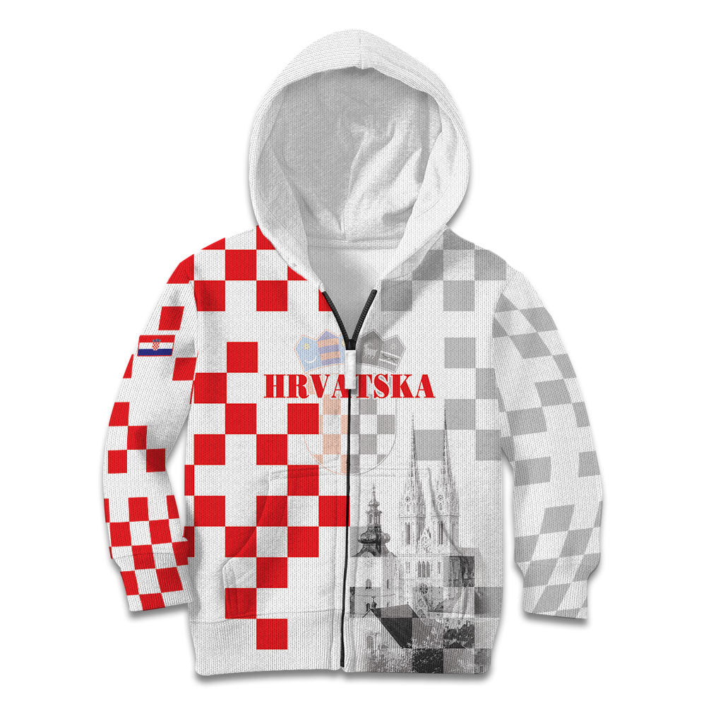 Personalized Croatia Hrvatska Kid Hoodie National Day 2026 White Version