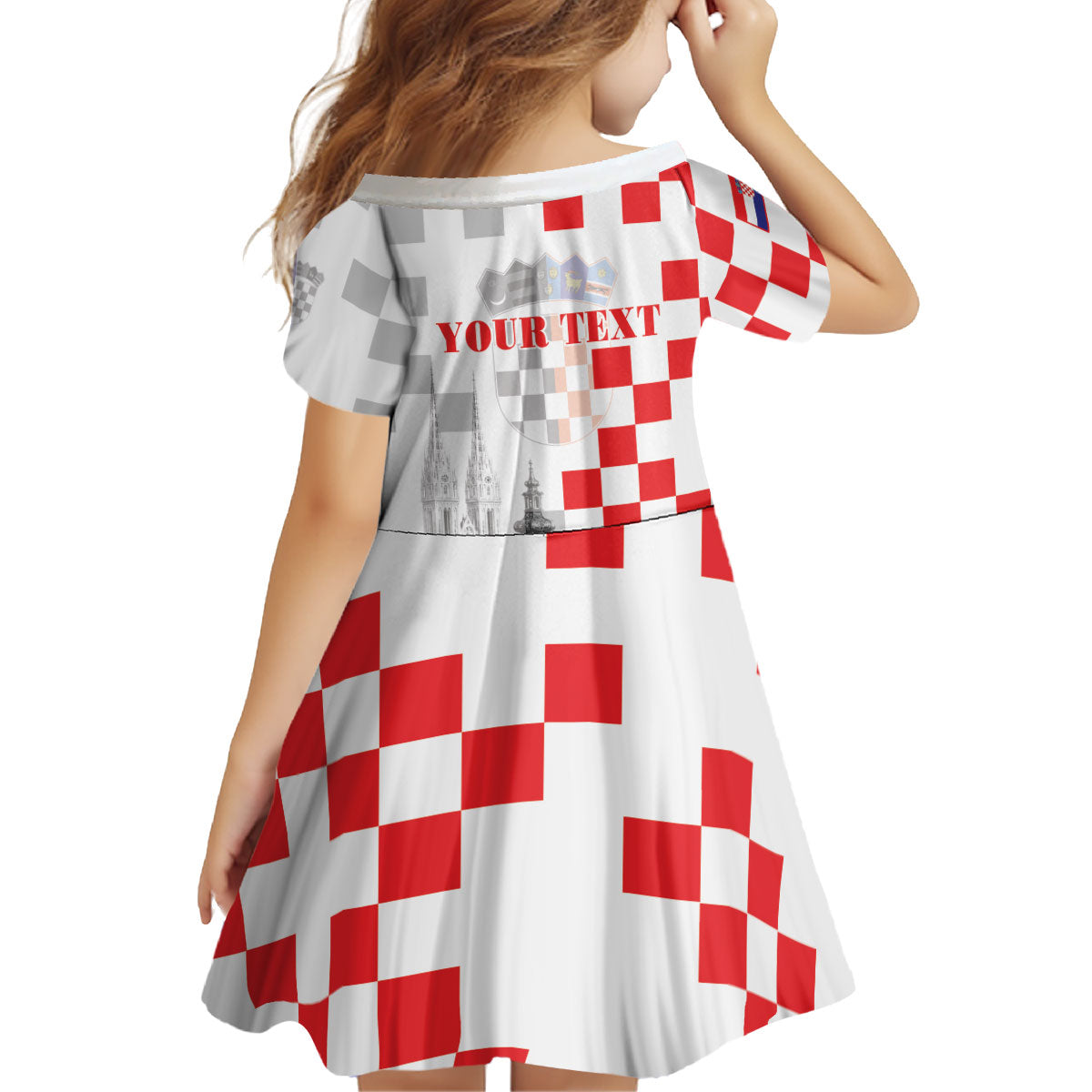 Personalized Croatia Hrvatska Kid Short Sleeve Dress National Day 2026 White Version