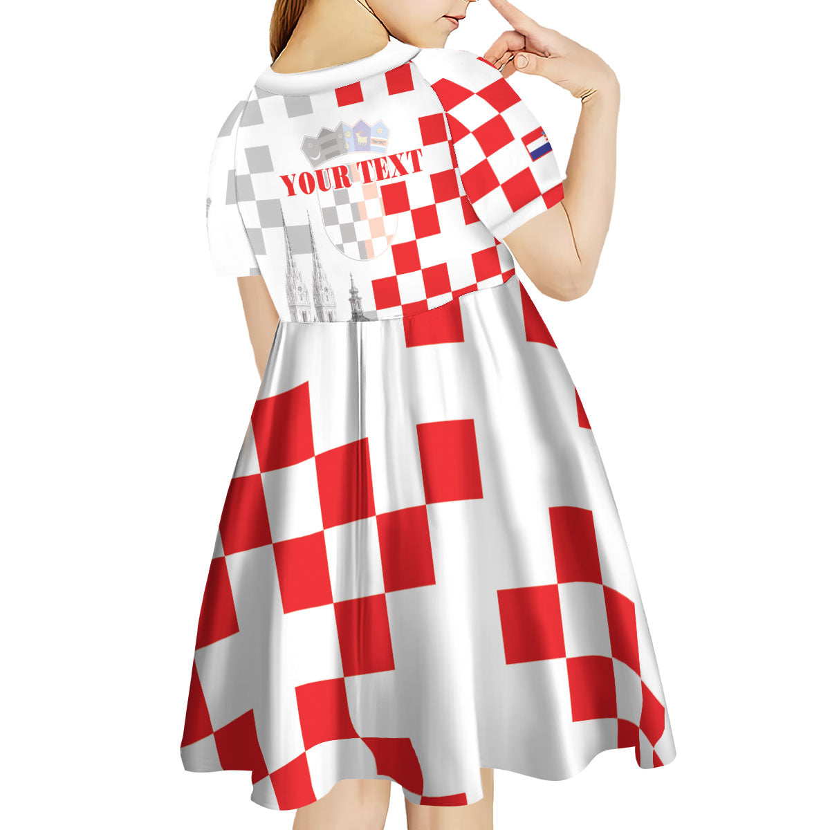 Personalized Croatia Hrvatska Kid Short Sleeve Dress National Day 2026 White Version