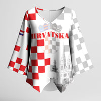 Personalized Croatia Hrvatska Kimono Sleeve Blouse National Day 2026 White Version