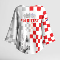 Personalized Croatia Hrvatska Kimono Sleeve Blouse National Day 2026 White Version