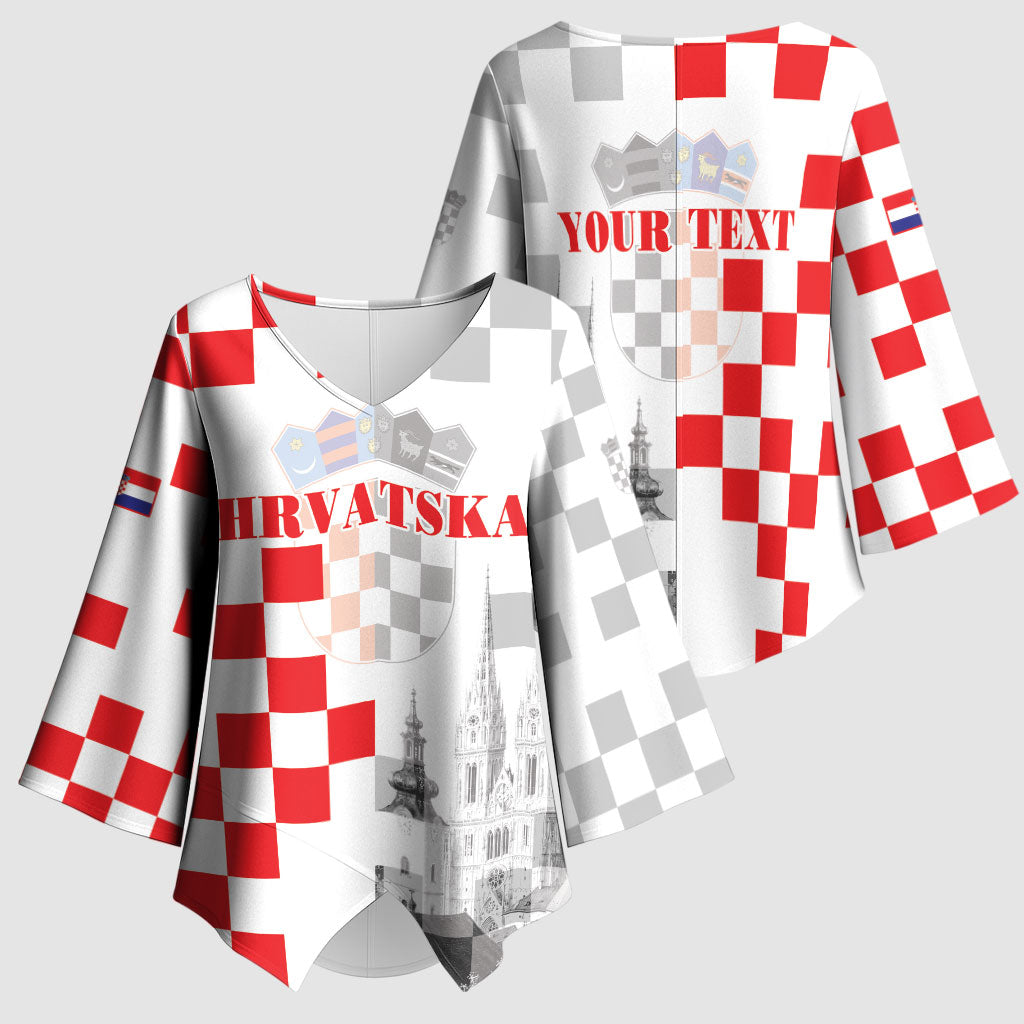 Personalized Croatia Hrvatska Kimono Sleeve Blouse National Day 2026 White Version