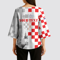 Personalized Croatia Hrvatska Kimono Sleeve Blouse National Day 2026 White Version