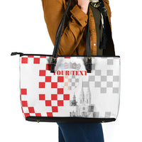 Personalized Croatia Hrvatska Leather Tote Bag National Day 2026 White Version