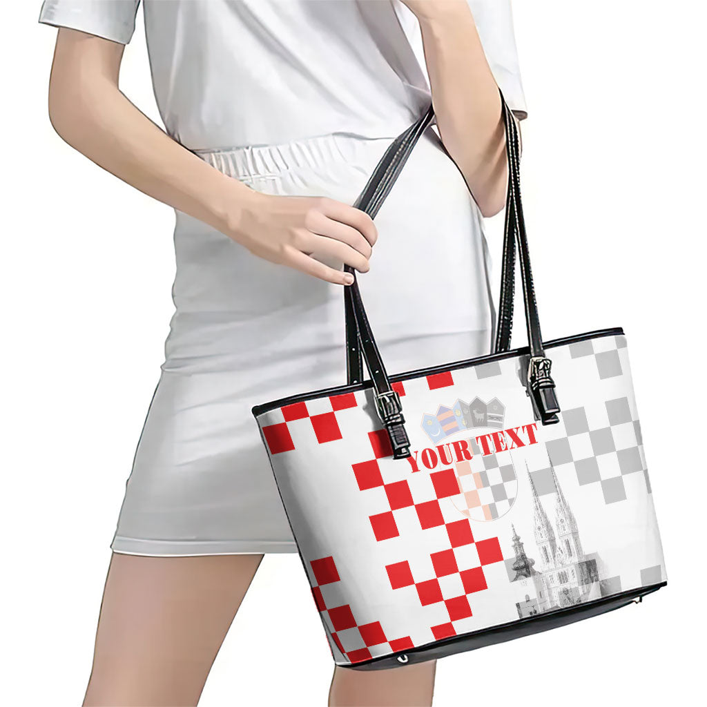 Personalized Croatia Hrvatska Leather Tote Bag National Day 2026 White Version