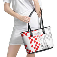 Personalized Croatia Hrvatska Leather Tote Bag National Day 2026 White Version