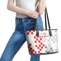 Personalized Croatia Hrvatska Leather Tote Bag National Day 2026 White Version
