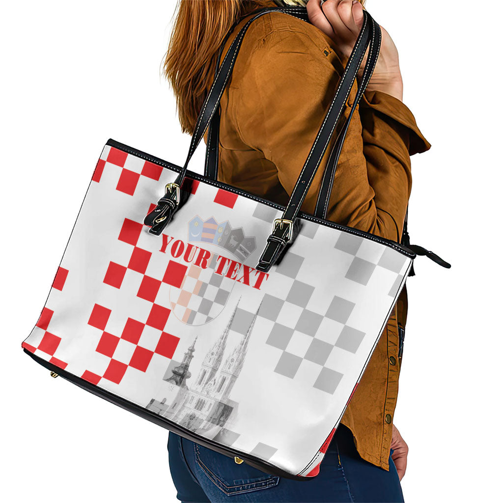Personalized Croatia Hrvatska Leather Tote Bag National Day 2026 White Version