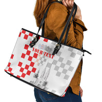 Personalized Croatia Hrvatska Leather Tote Bag National Day 2026 White Version