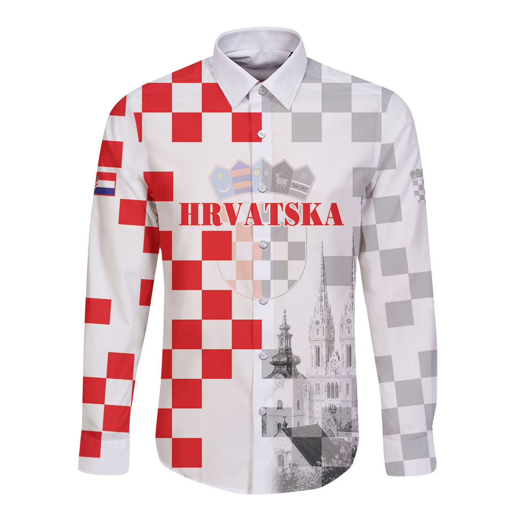Personalized Croatia Hrvatska Long Sleeve Button Shirt National Day 2026 White Version