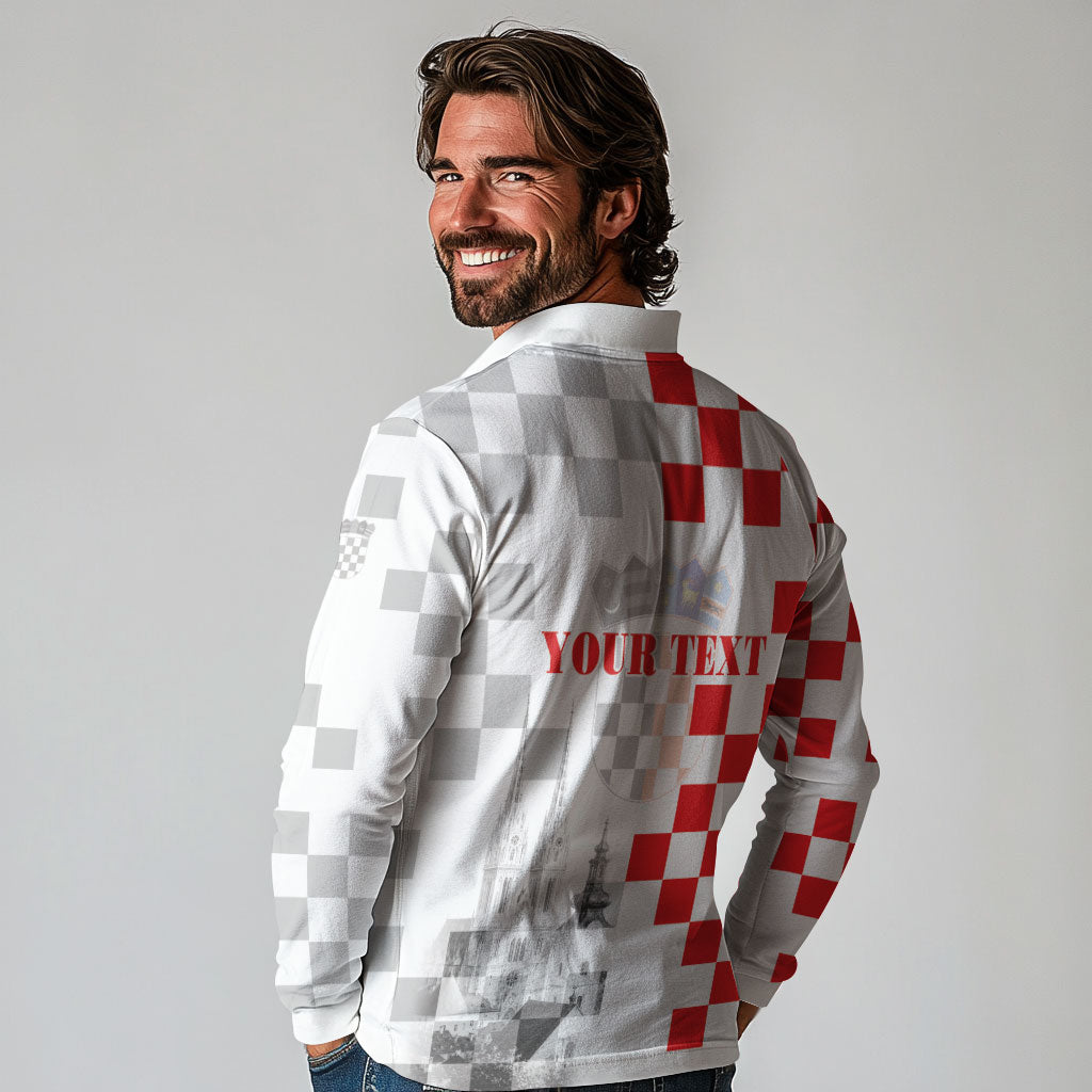 Personalized Croatia Hrvatska Long Sleeve Polo Shirt National Day 2026 White Version