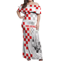Personalized Croatia Hrvatska Off Shoulder Maxi Dress National Day 2026 White Version