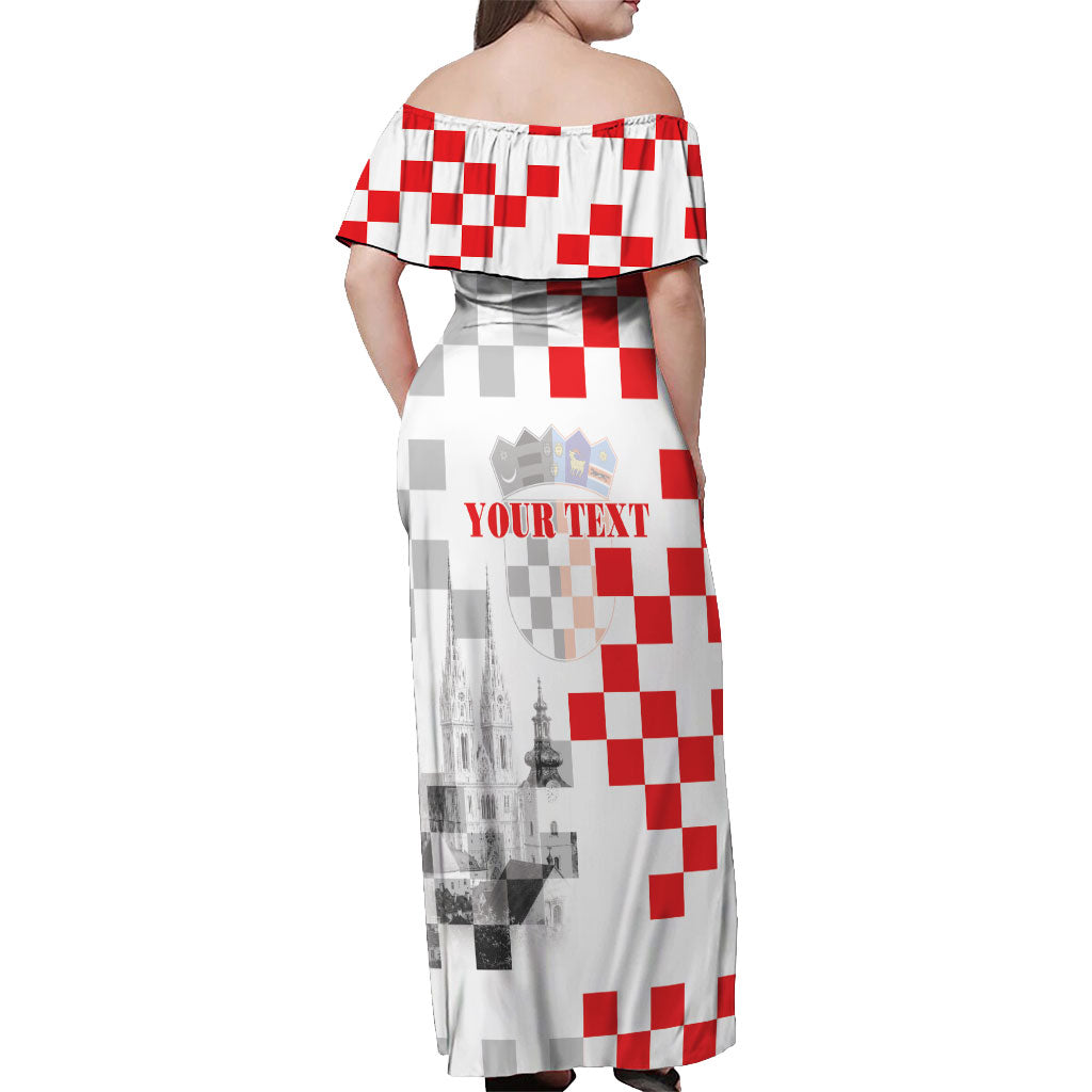Personalized Croatia Hrvatska Off Shoulder Maxi Dress National Day 2026 White Version