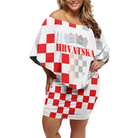 Personalized Croatia Hrvatska Off Shoulder Short Dress National Day 2026 White Version
