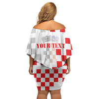 Personalized Croatia Hrvatska Off Shoulder Short Dress National Day 2026 White Version